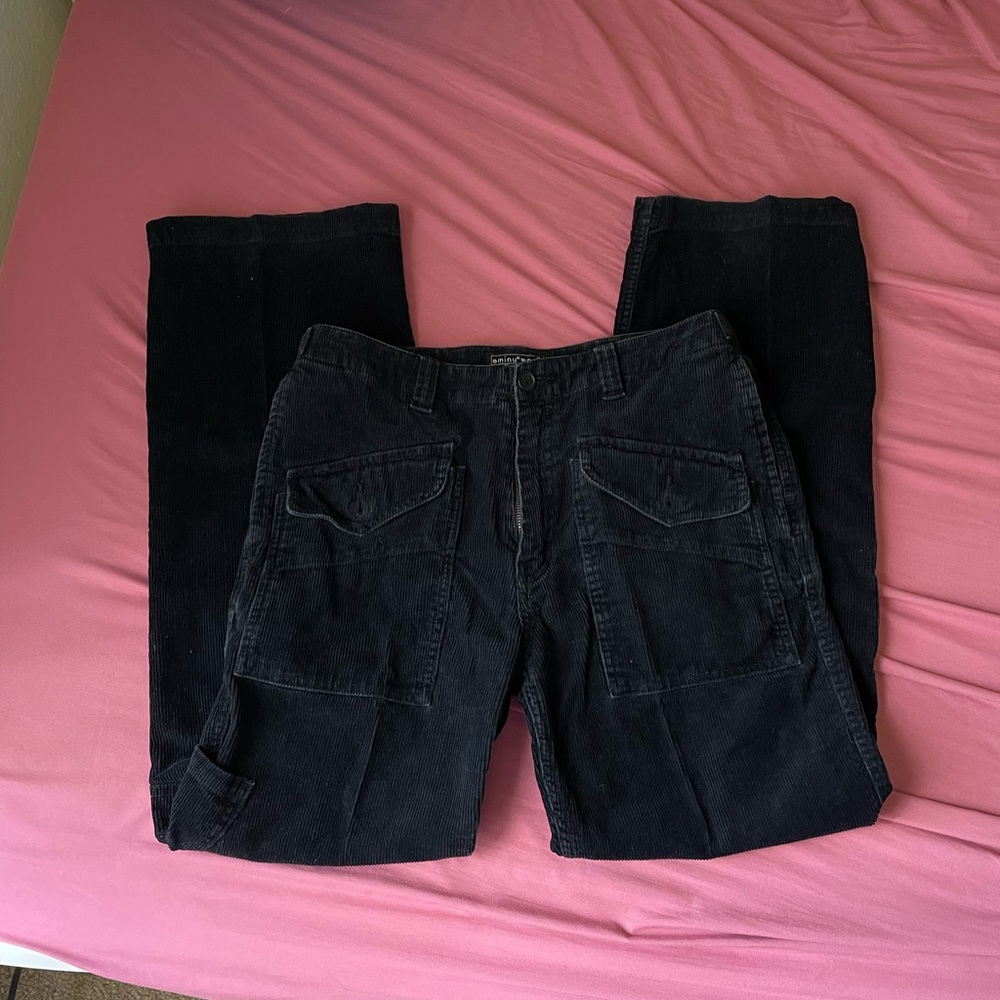 Black Corduroy Cargo Pants